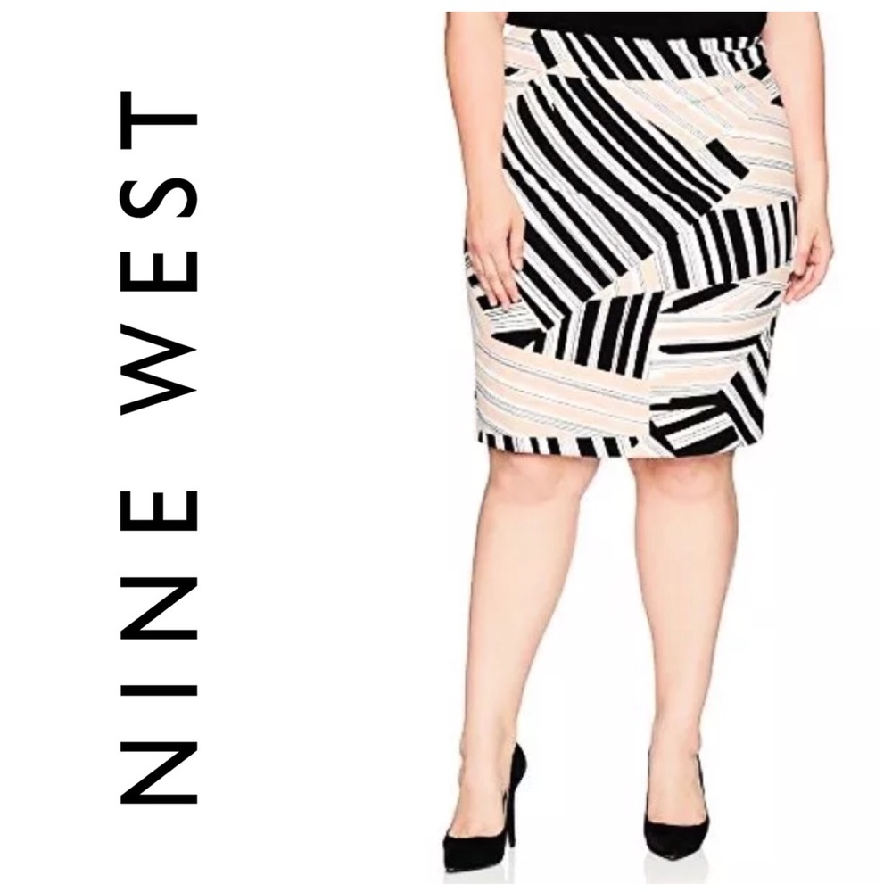 NWT Nine West Womens Plus Sz 18 Pink Stripe Skirt
